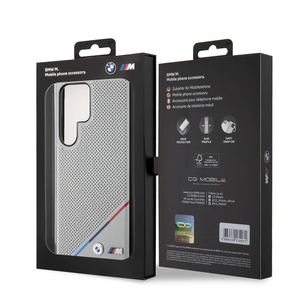 BMW Galaxy S24 Ultra Orjinal Lisanslı M-safe Şarj Özellikli M Logolu Üç Çizgili Delikli Deri Kılıf BMW Galaxy S24 Ultra Orjinal Lisanslı M-safe Şarj Özellikli M Logolu Üç Çizgili Delikli Deri Kılıf